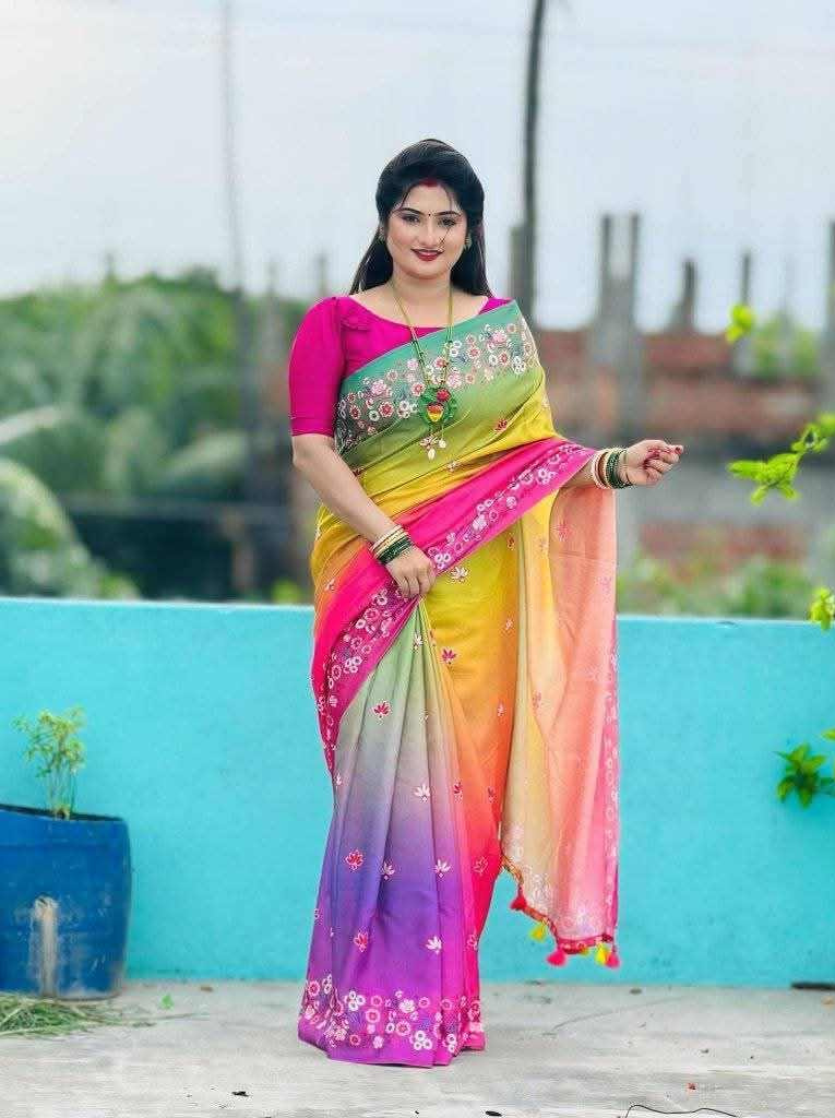 প্রিমিয়াম জাপানি সিল্ক ডিজিটাল প্রিন্ট শাড়ি_ঐশ্বর্যা শাড়ি